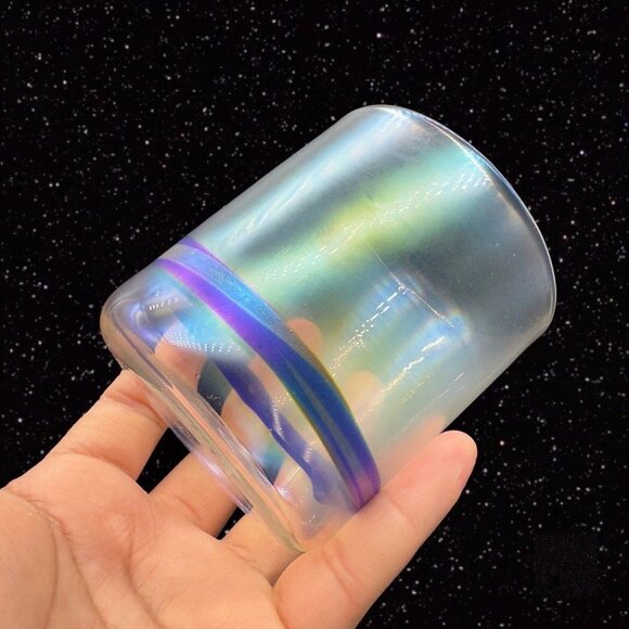 Studio Art Glass Juice Glasses Iridescent Hand Made Signed Roo Rum Set 6 Tumbler - Picture 8 of 14